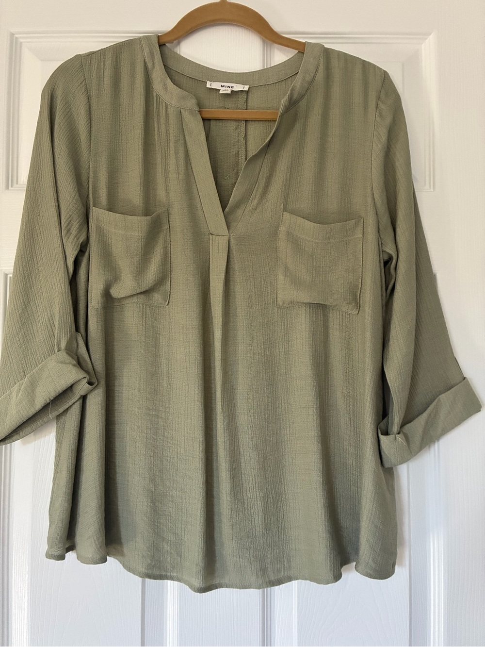 Olive Green V-Neck Pullover Tunic by MINE
